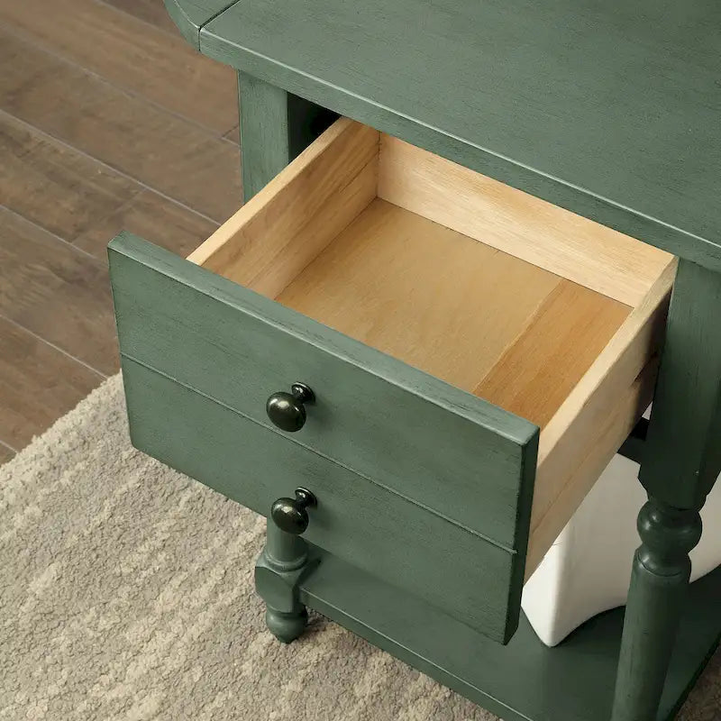 Table d'appoint en bois massif de 63,5 cm avec étagère, style champêtre français