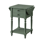 Table d'appoint en bois massif de 63,5 cm avec étagère, style champêtre français