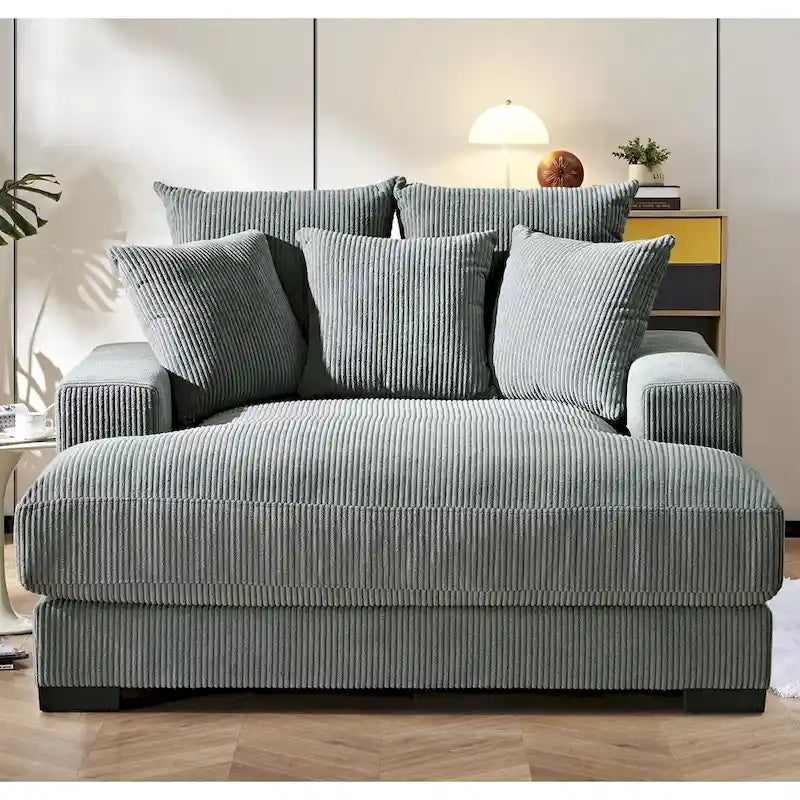 Chaise longue en velours côtelé