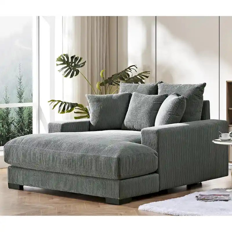 Chaise longue en velours côtelé