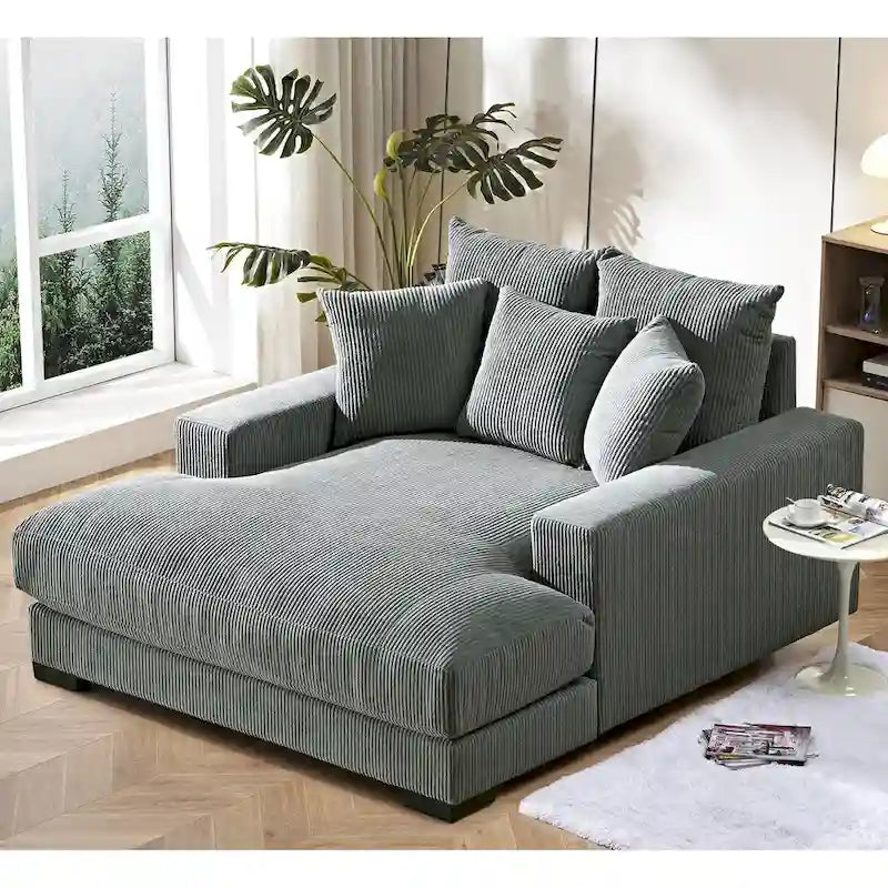 Chaise longue en velours côtelé