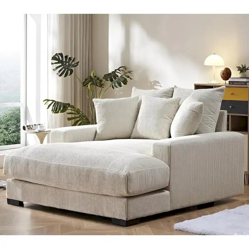 Chaise longue en velours côtelé