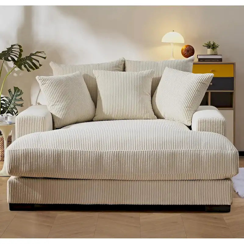 Chaise longue en velours côtelé