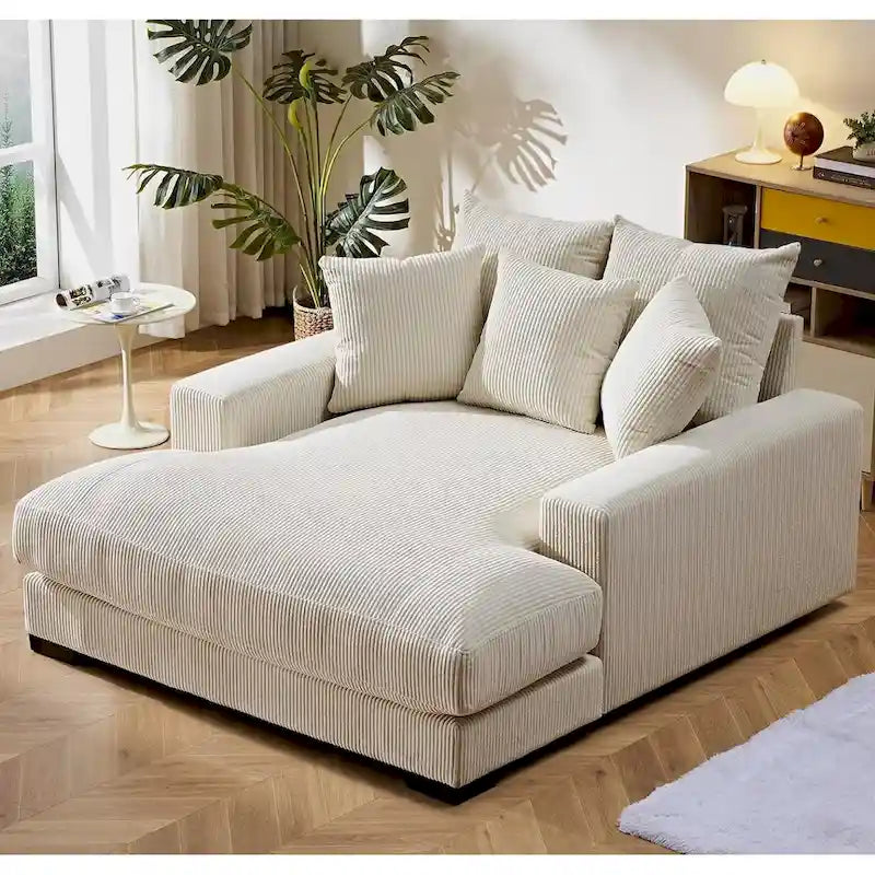 Chaise longue en velours côtelé