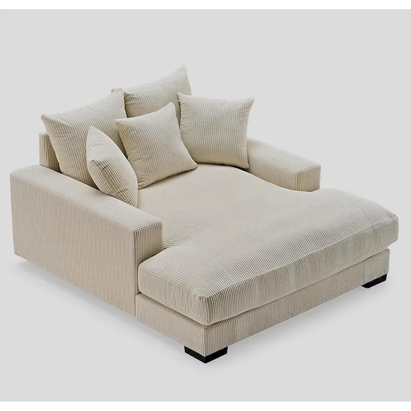 Chaise longue en velours côtelé