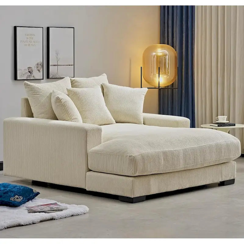 Chaise longue en velours côtelé