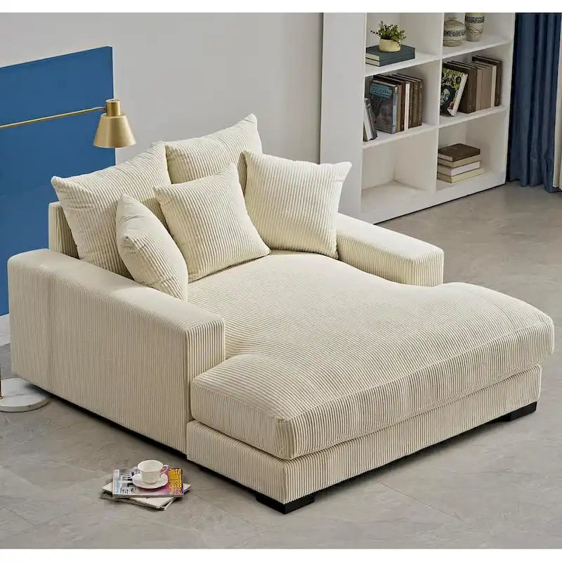 Chaise longue en velours côtelé