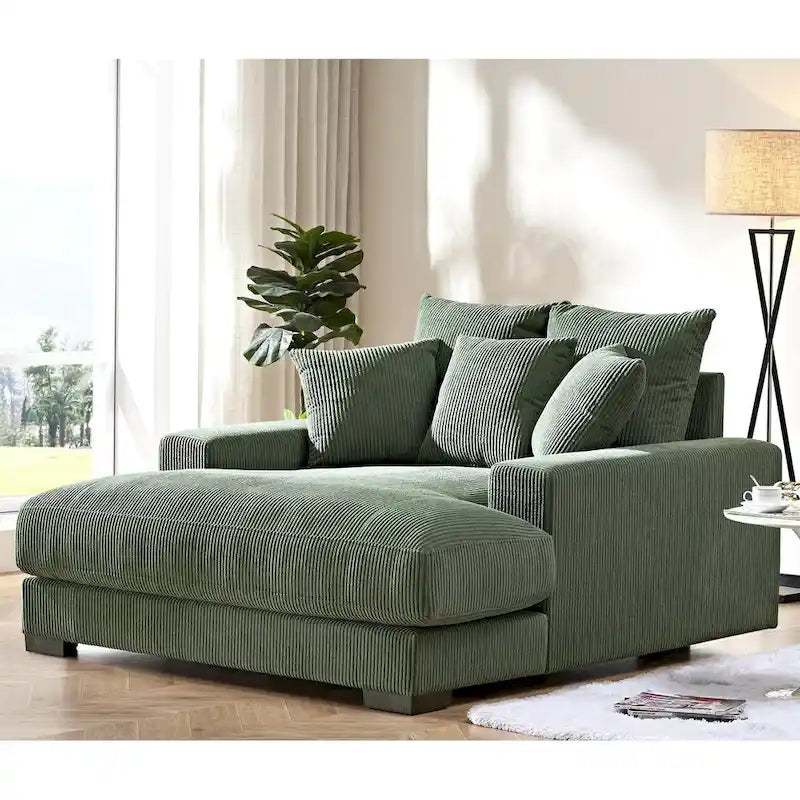 Chaise longue en velours côtelé