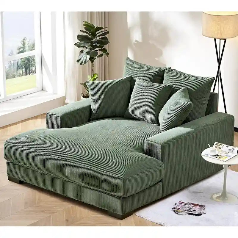 Chaise longue en velours côtelé