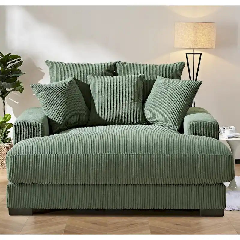 Chaise longue en velours côtelé