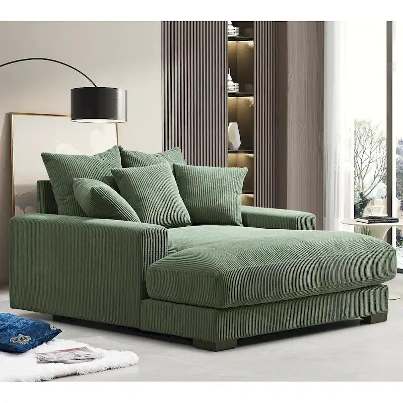 Chaise longue en velours côtelé