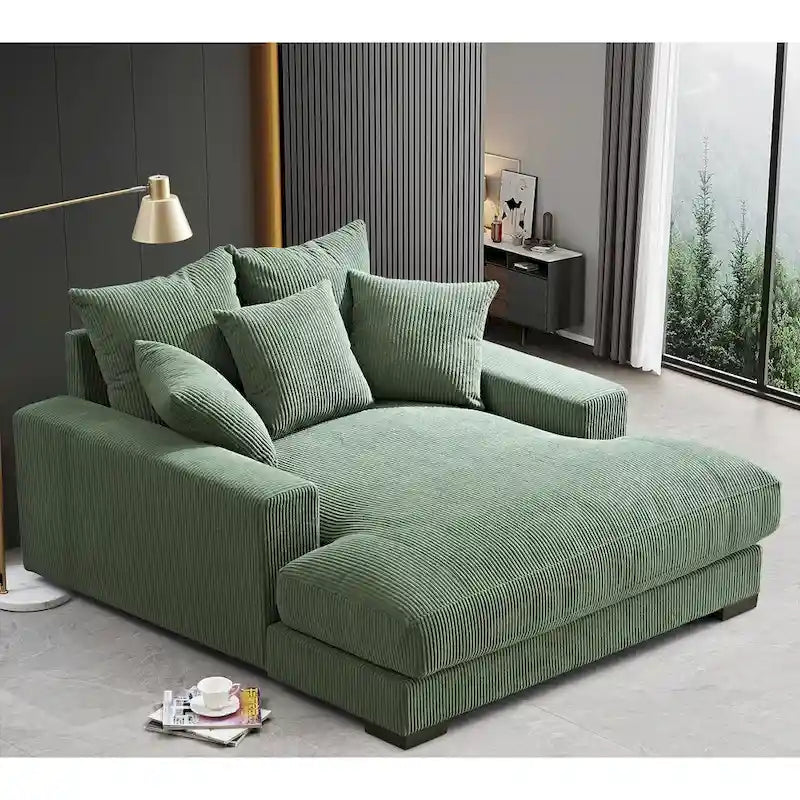 Chaise longue en velours côtelé