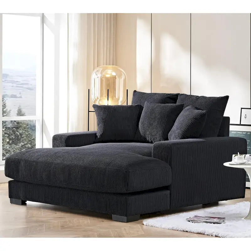 Chaise longue en velours côtelé