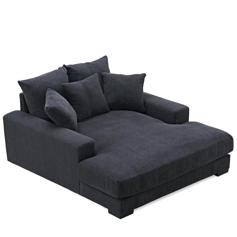 Chaise longue en velours côtelé