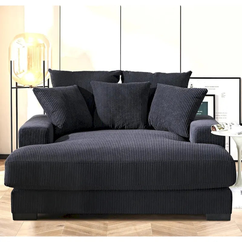 Chaise longue en velours côtelé