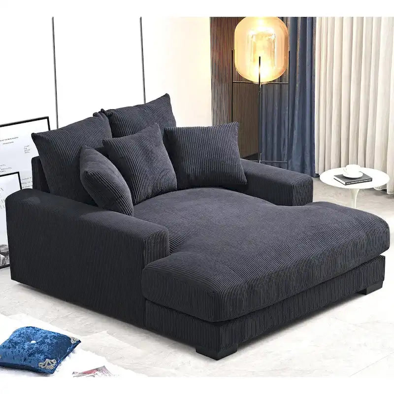 Chaise longue en velours côtelé