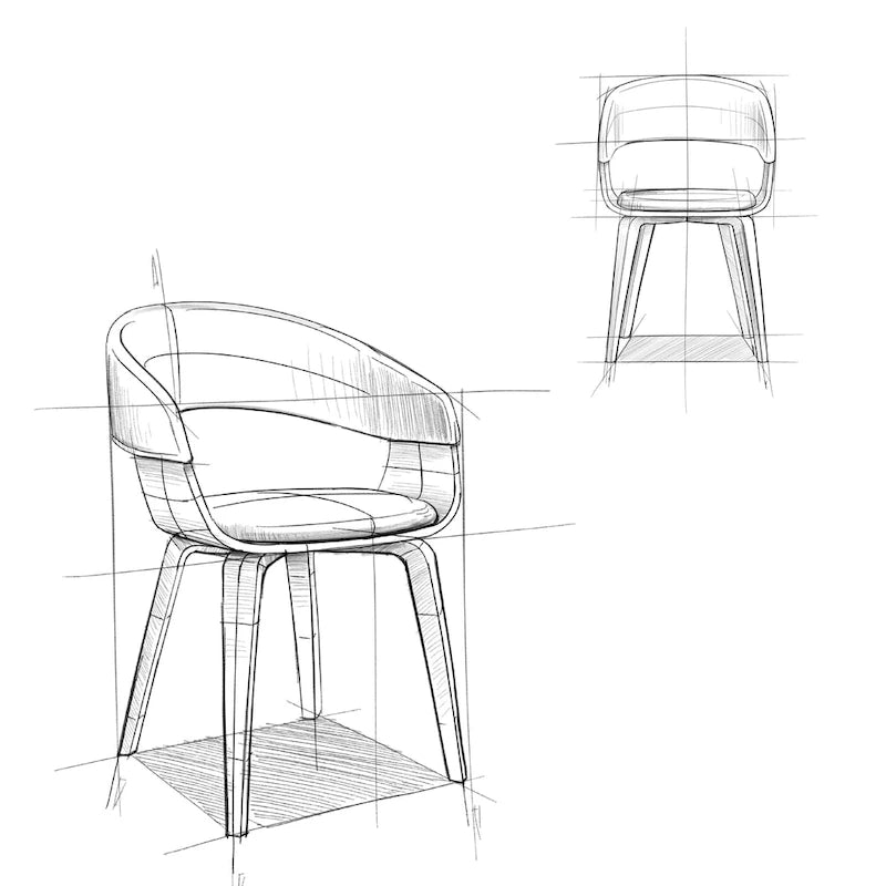 Chaise de salle à manger en bois courbé de style Mid-Century Modern