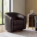 Fauteuil pivotant en similicuir avec base en bois massif