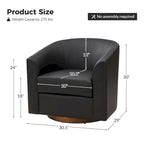 Fauteuil pivotant en similicuir avec base en bois massif