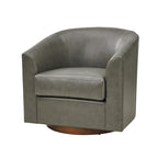Fauteuil pivotant en similicuir avec base en bois massif