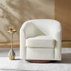 Fauteuil pivotant en similicuir avec base en bois massif
