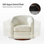 Fauteuil pivotant en similicuir avec base en bois massif