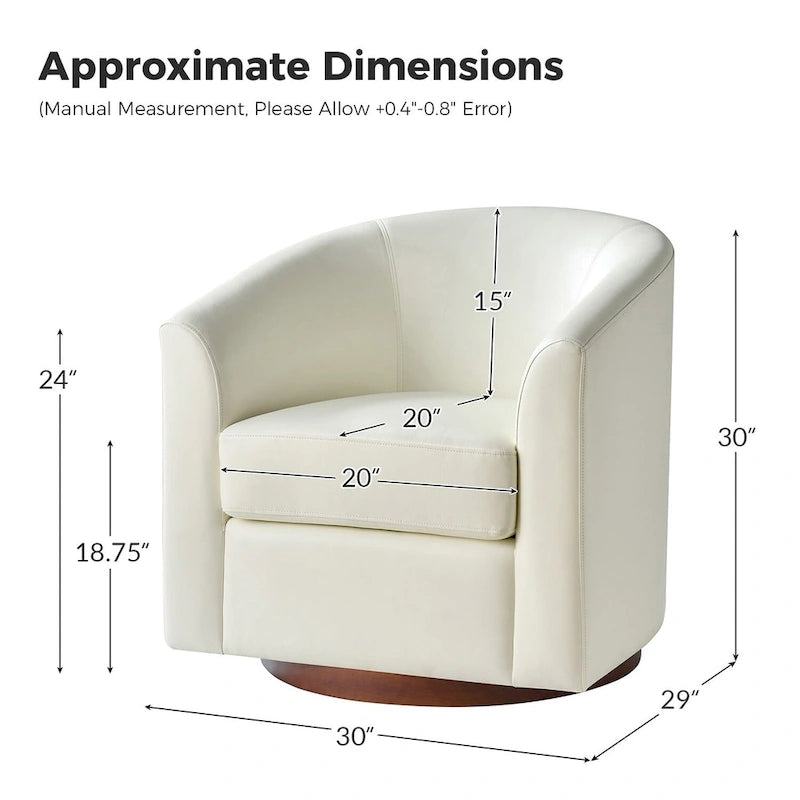 Fauteuil pivotant en similicuir avec base en bois massif