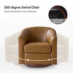 Fauteuil pivotant en similicuir avec base en bois massif