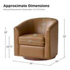 Fauteuil pivotant en similicuir avec base en bois massif