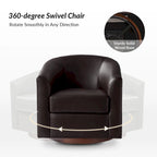 Fauteuil pivotant en similicuir avec base en bois massif