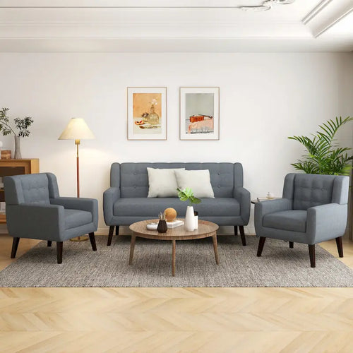Causeuse capitonnée de 63 pouces avec 2 fauteuils d'appoint