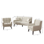 Causeuse capitonnée de 63 pouces avec 2 fauteuils d'appoint