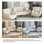 Causeuse capitonnée de 63 pouces avec 2 fauteuils d'appoint