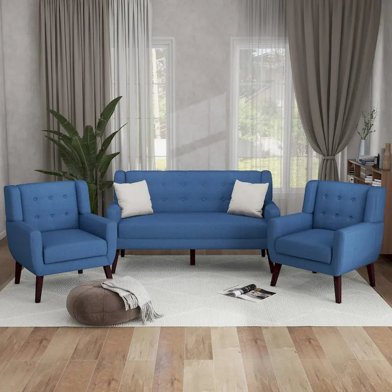 Causeuse capitonnée de 63 pouces avec 2 fauteuils d'appoint