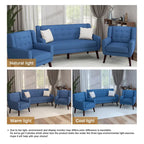 Causeuse capitonnée de 63 pouces avec 2 fauteuils d'appoint