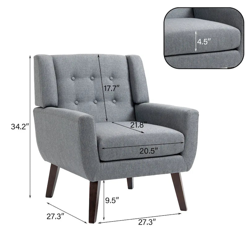 Causeuse capitonnée de 63 pouces avec 2 fauteuils d'appoint