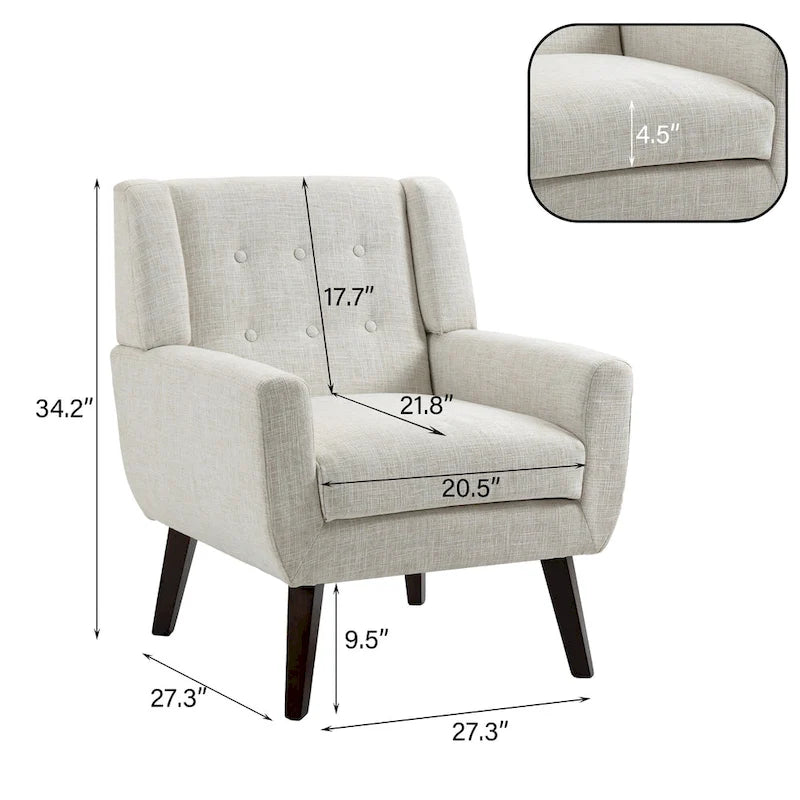 Causeuse capitonnée de 63 pouces avec 2 fauteuils d'appoint