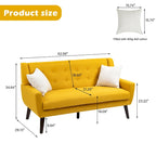 Causeuse capitonnée de 63 pouces avec 2 fauteuils d'appoint