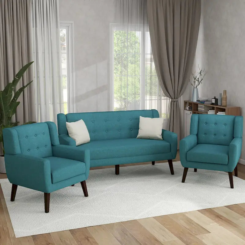 Causeuse capitonnée de 63 pouces avec 2 fauteuils d'appoint