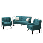 Causeuse capitonnée de 63 pouces avec 2 fauteuils d'appoint
