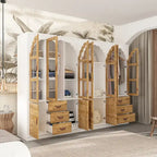 Armoire-penderie rustique extensible avec porte vitrée