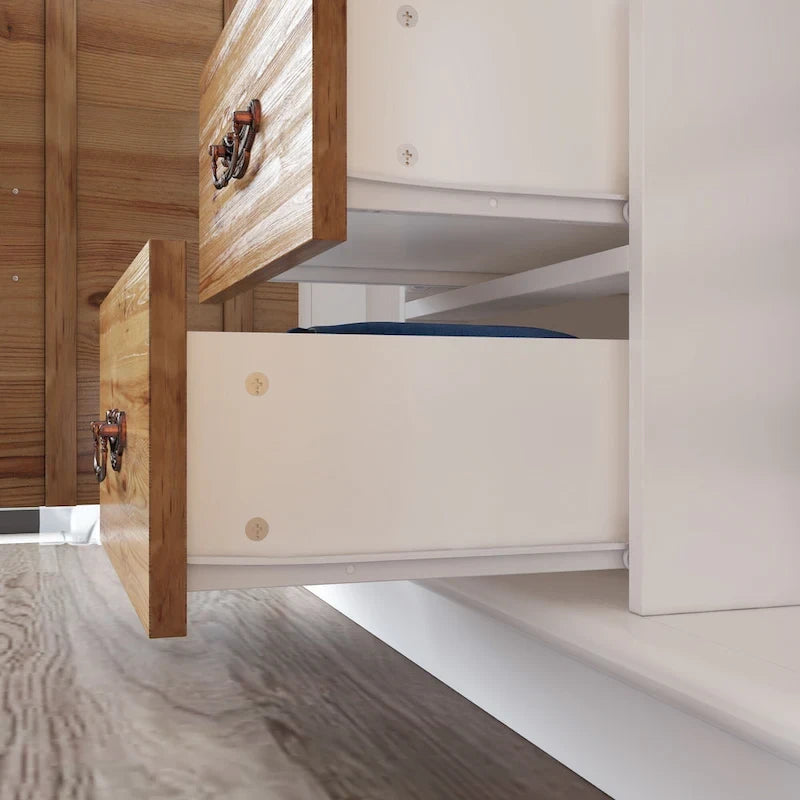 Armoire-penderie rustique extensible avec porte vitrée