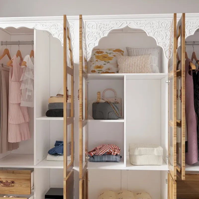 Armoire-penderie rustique extensible avec porte vitrée