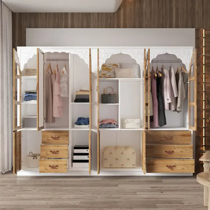 Armoire-penderie rustique extensible avec porte vitrée