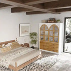 Armoire-penderie rustique extensible avec porte vitrée