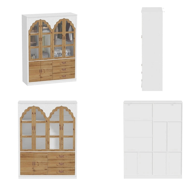 Armoire-penderie rustique extensible avec porte vitrée