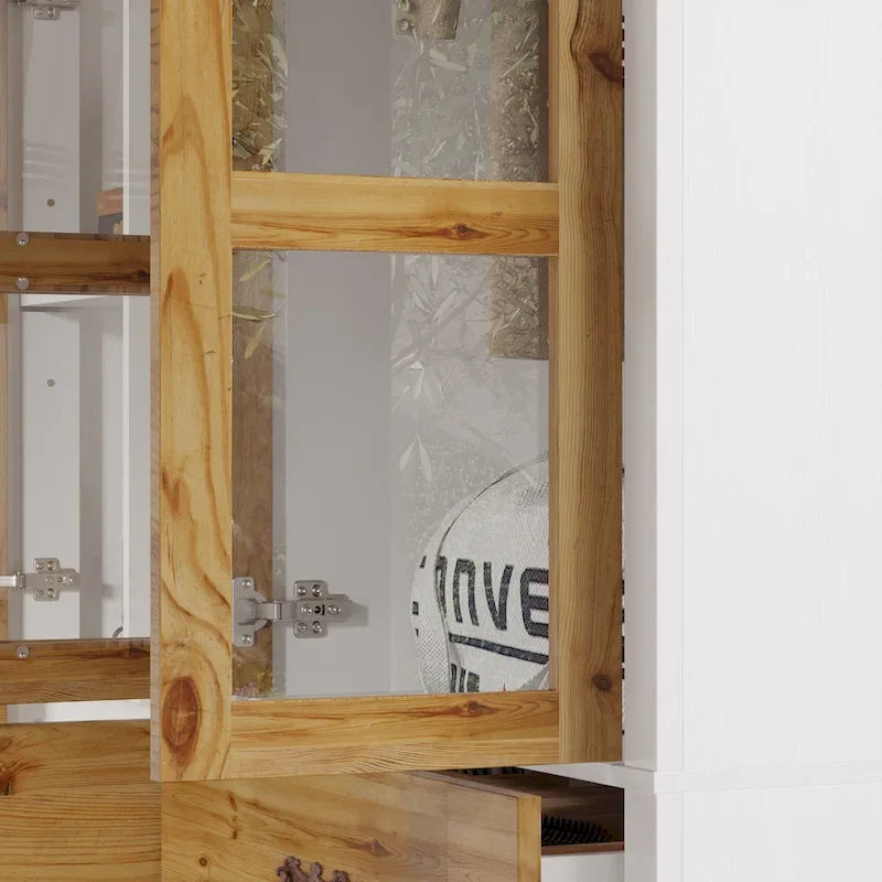 Armoire-penderie rustique extensible avec porte vitrée