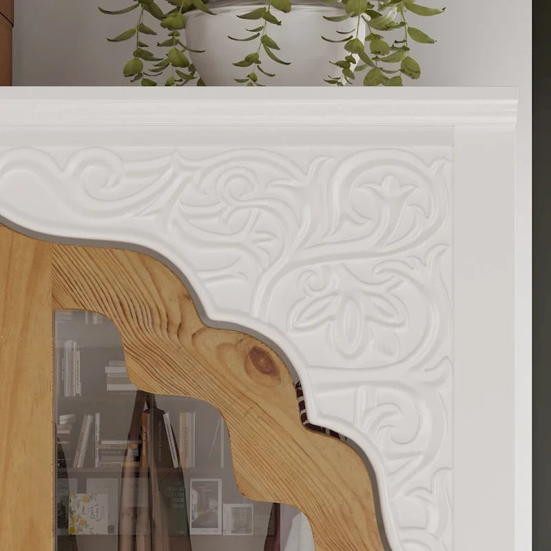 Armoire-penderie rustique extensible avec porte vitrée