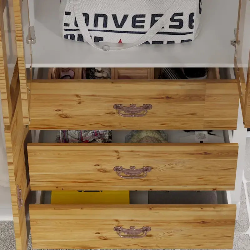 Armoire-penderie rustique extensible avec porte vitrée