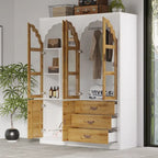 Armoire-penderie rustique extensible avec porte vitrée